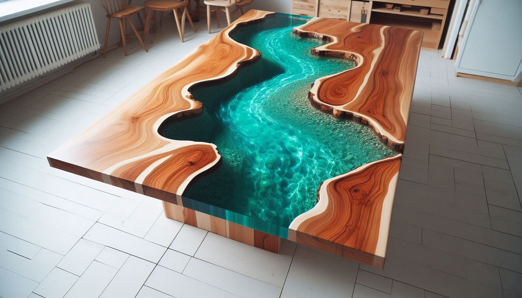 River table Cherry-turquoise